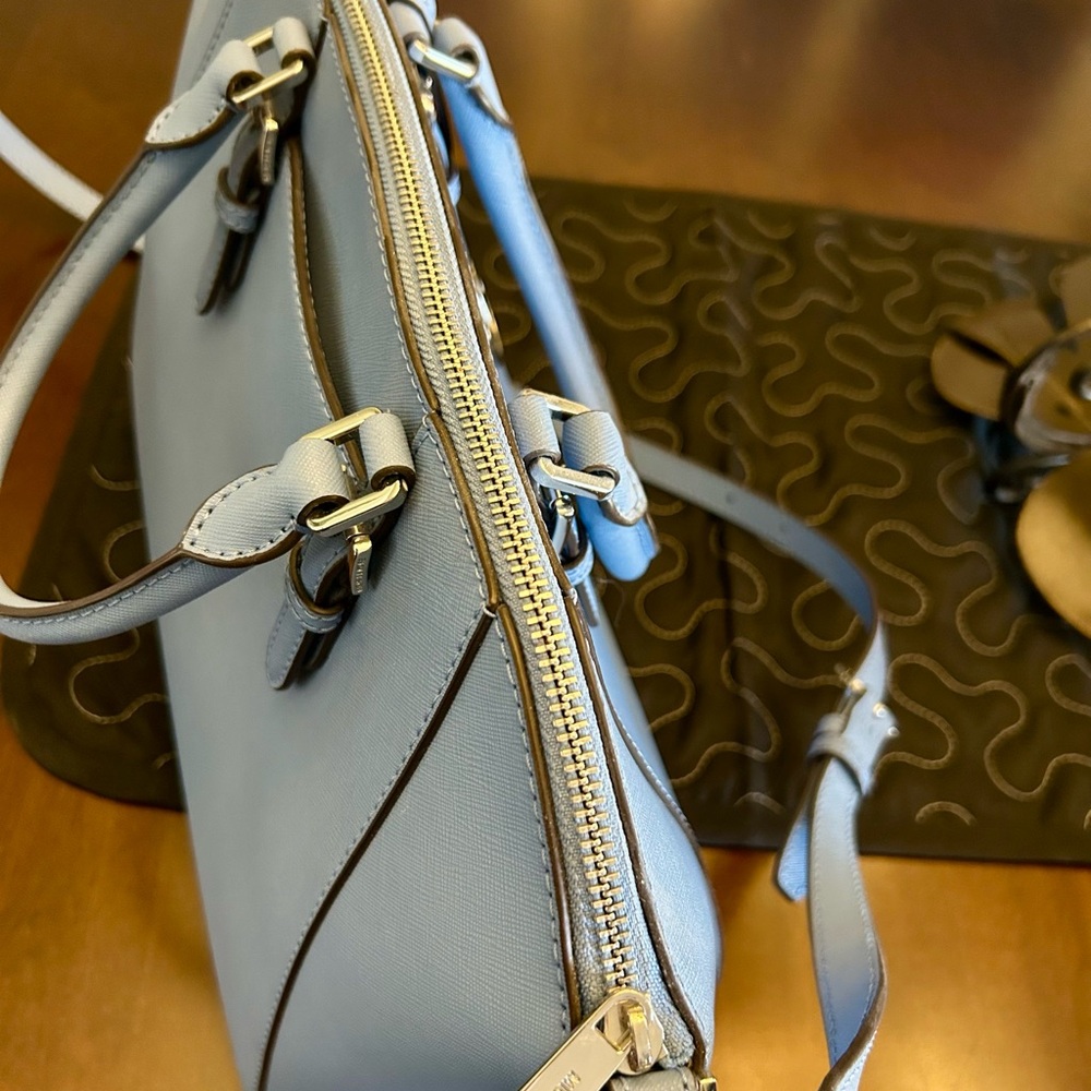 Michael Kors Ciara Large Leather Satchel in French Blue & silver tone hardware - Picture 4 of 11